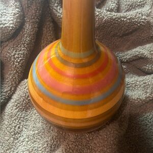 Orange and Pink Striped Accent Vase